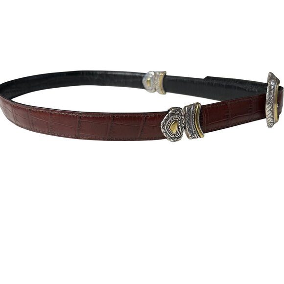 Vintage Brighton Marcus Reversible Belt Two-Tone Black Brown 40210 Size 34 Croc - Picture 4 of 9